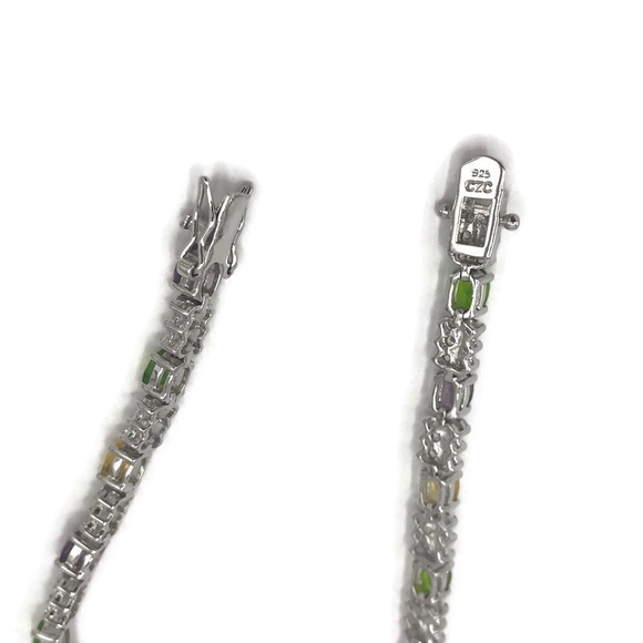 CZC 925 Sterling Silver Multi Color Crystal Link Tennis Bracelet - Picture 7 of 8